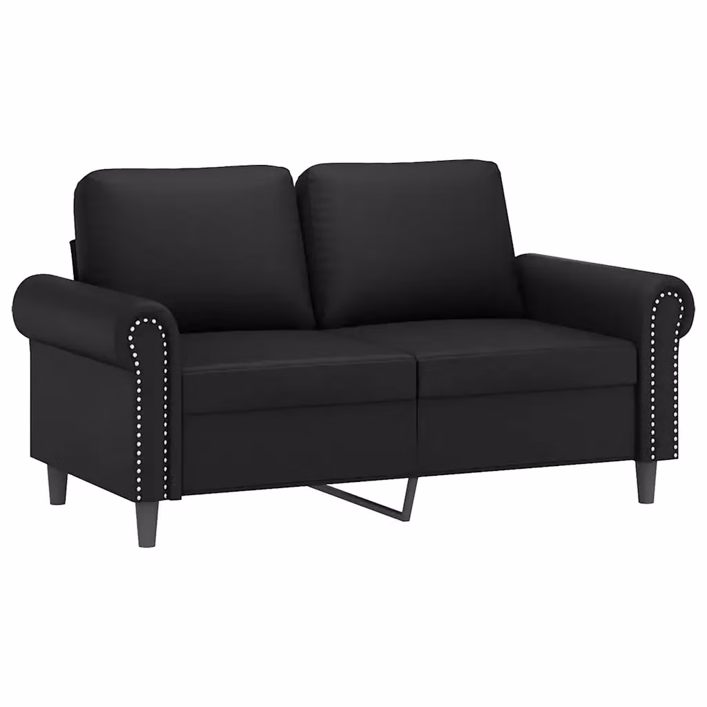 Divano a 2 posti moderno vidaXL in similpelle nero con struttura in metallo L: 152 cm, P: 77 cm, H: 80 cm – 2