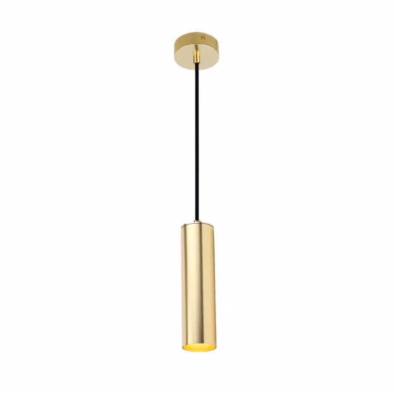 Moderna e minimalista lampada a sospensione da soffitto in alluminio dorato a forma di tubo lungo 20 cm con attacco per lampada GU10, regolabile in altezza