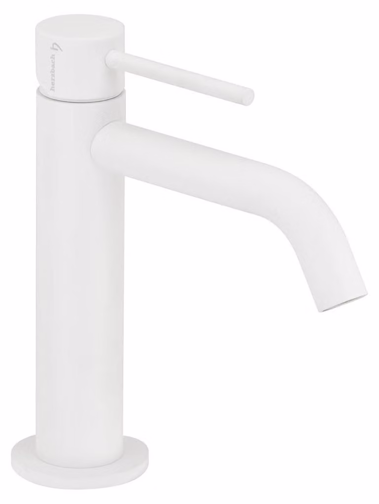 Herzbach DEEP WHITE Miscelatore monocomando per lavabo Slim S-Size senza scarico, bianco opaco