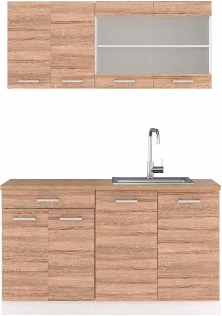 Cucina monoblocco R-Line Sonoma/Bianco 140 cm, PL Rovere Vicco