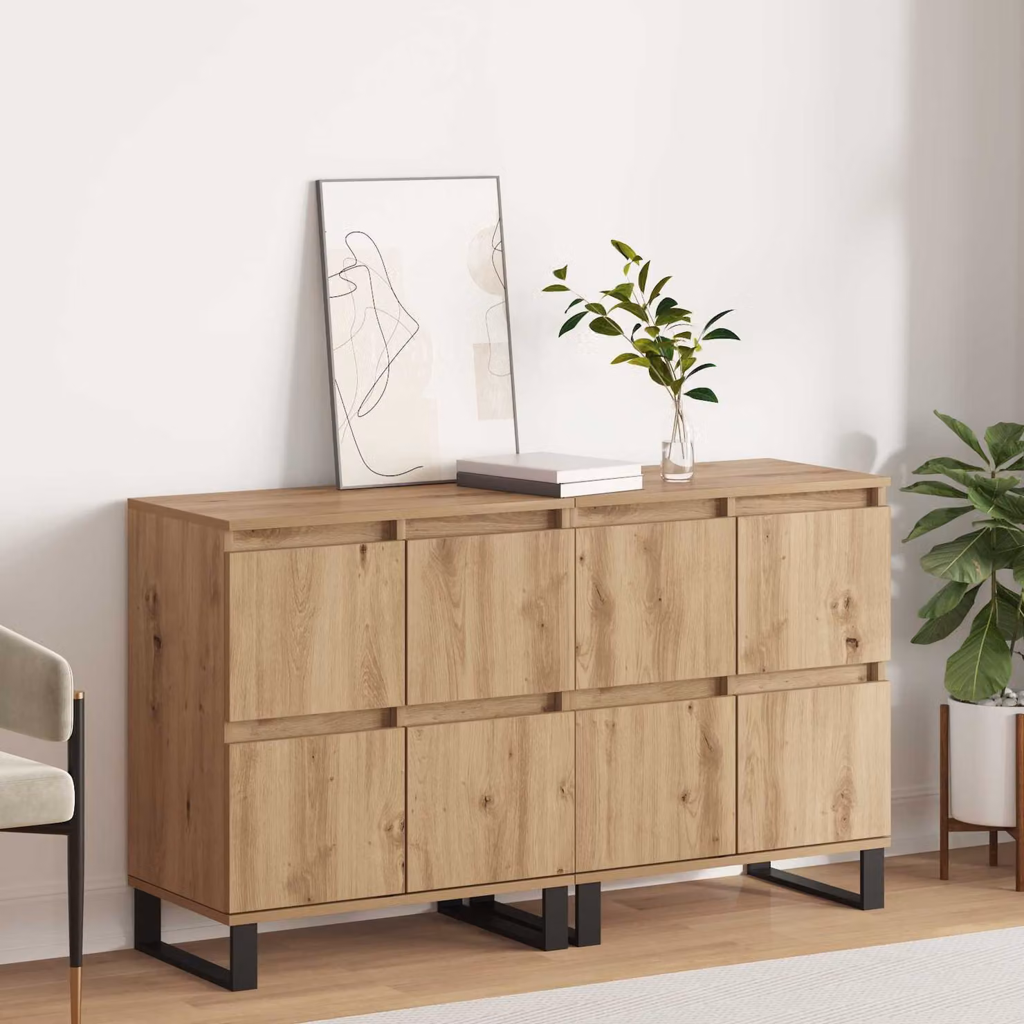 Set di 2 credenze vidaXL in rovere marrone con finitura opaca L/P/H: 60 x 35 x 70 cm – 1