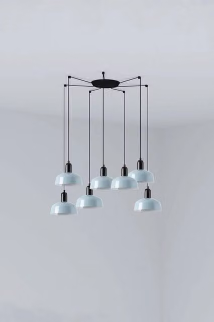 TATAWIN S metallo 7L Lampada a sospensione blu grigiastro
