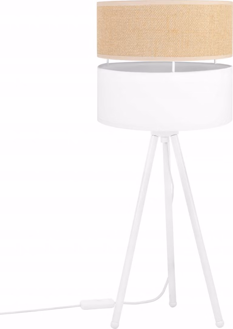 Light-Home Juta Lampada da tavolo con paralume moderno - Lampada da comodino - Lampada da tavolo E27 - 1 lampadina EDRON - Base bianca e iuta e bianco