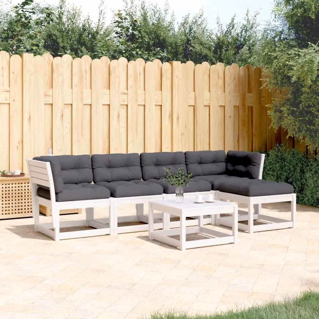 Maison Exclusive - Set Divani Giardino 5pz con Cuscini Bianco Legno Massello Pino