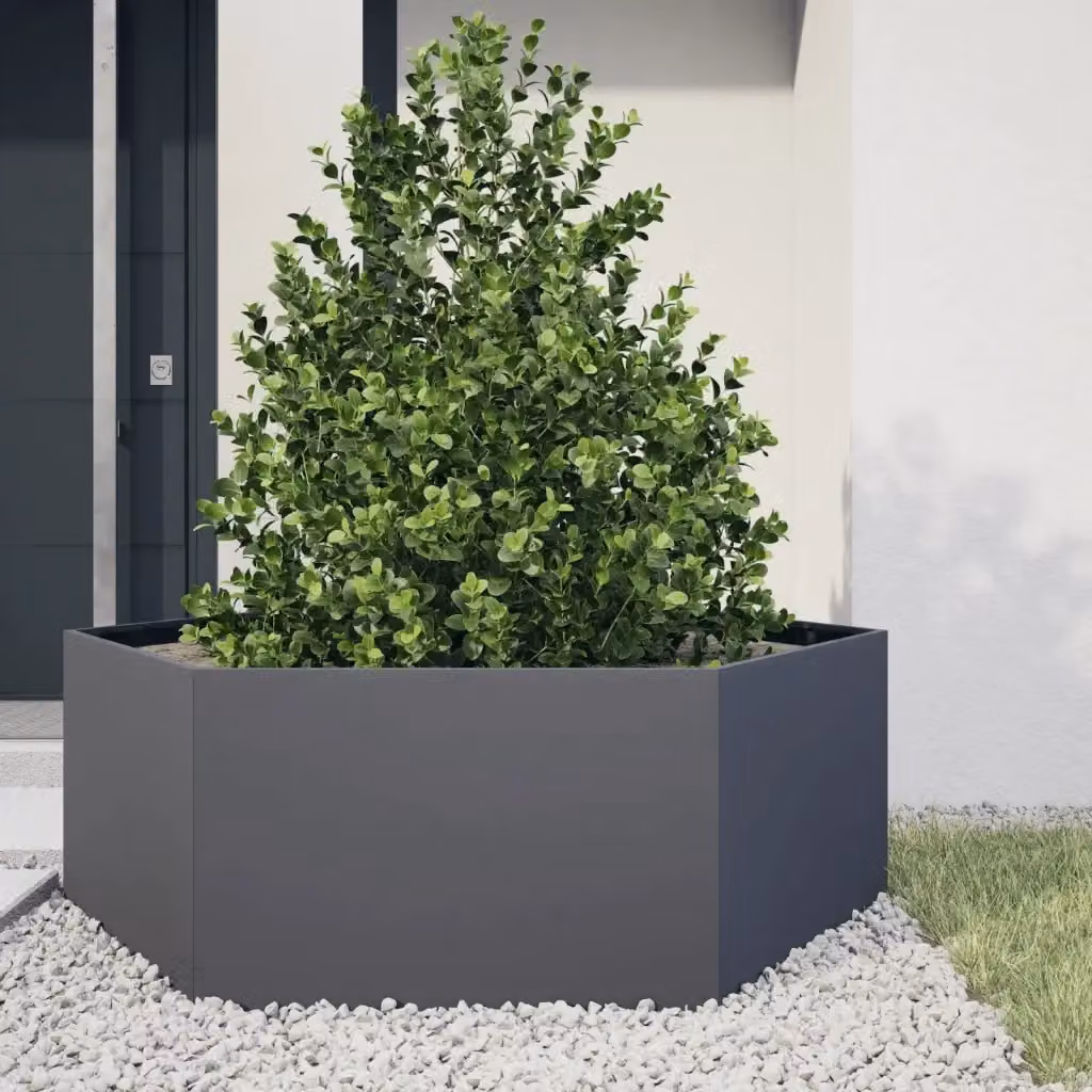 Fioriera esagonale in acciaio antracite per giardino e orto, L: 138 cm, P: 120 cm, H: 45 cm – 2