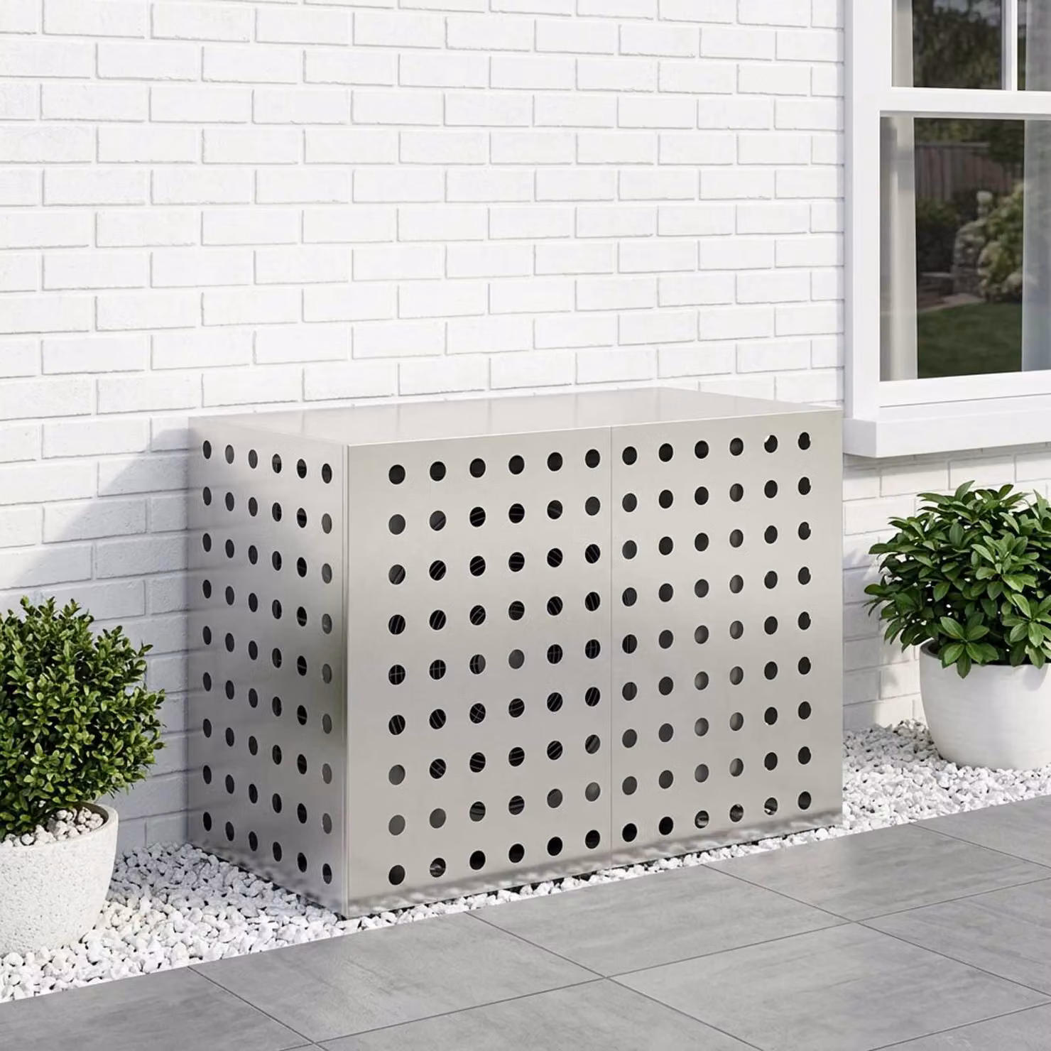 Copertura per condizionatore d'aria vidaXL in acciaio inossidabile, Argento, L 100 x P 50 x H 70 cm