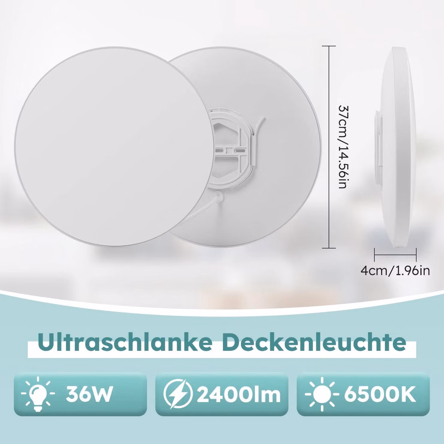 Pannello LED rotondo da soffitto - 36 W - 4000 K - Confezione da 5 pezzi - Non dimmerabile - Plafoniera da incasso