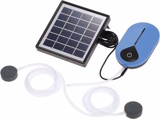 Aeratore solare per acquari da 1,5 W, 6 V, 0,5-0,9 l/min, 3600 mAh, pompa ad energia solare, silenziosa, per acquari e giardini