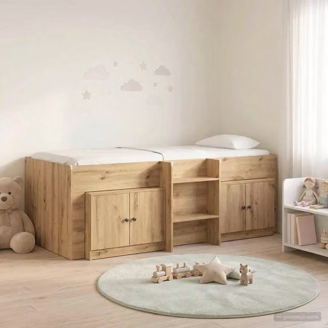 Struttura Letto Loft con Mobile 3 pz Rovere Artigianale 3423381