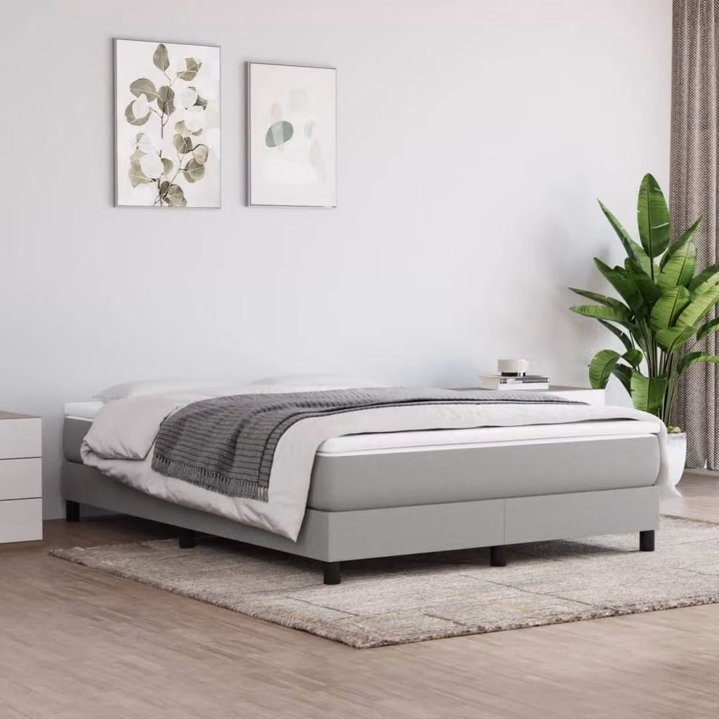 The Living Store Box spring bed grigio chiaro 140x190 cm tessuto