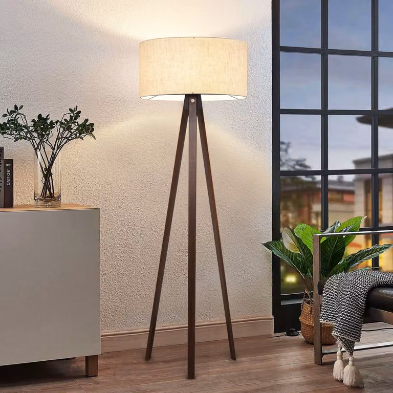 Opviq, AYD-2935, lampada da terra, beige, legno, 21 x 38 x 140 cm