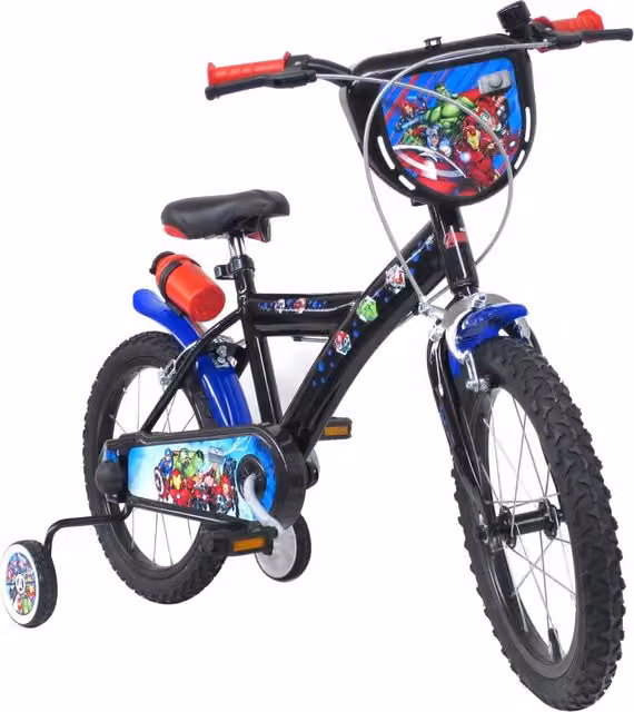 AVENGERS 16, adatta a bambini tra i 5 e i 7 anni, per altezza tra 105 e 135 cm, con borraccia e scudo frontale