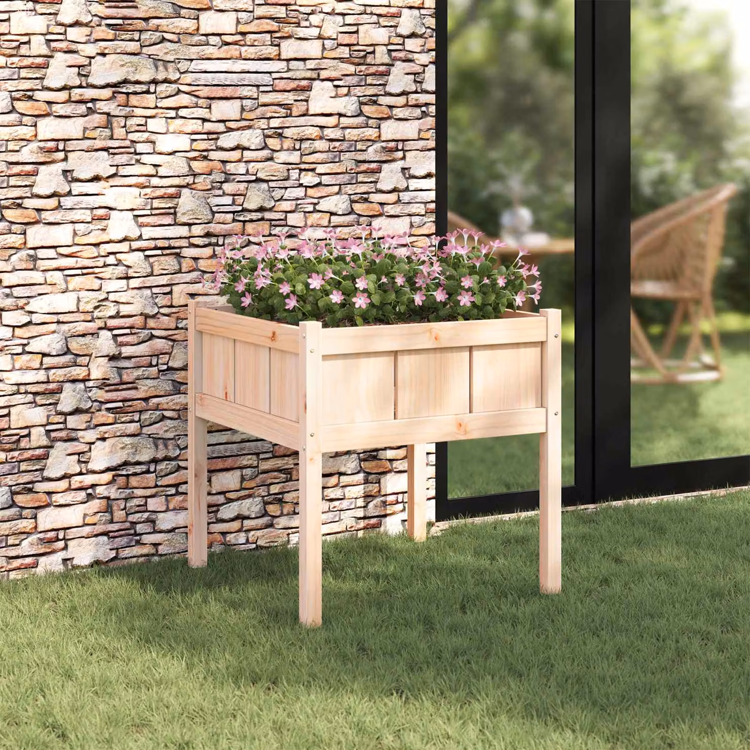 Vaso da giardino vidaXL Natura in legno di pino marrone L/P/H: 70 x 70 x 70 cm