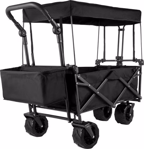 Carrello pieghevole - Con tetto - Carrello - Trolley - Carrello da campeggio - Carrello da spiaggia - MASSIMO 100 KG - 360 Gradi girevole