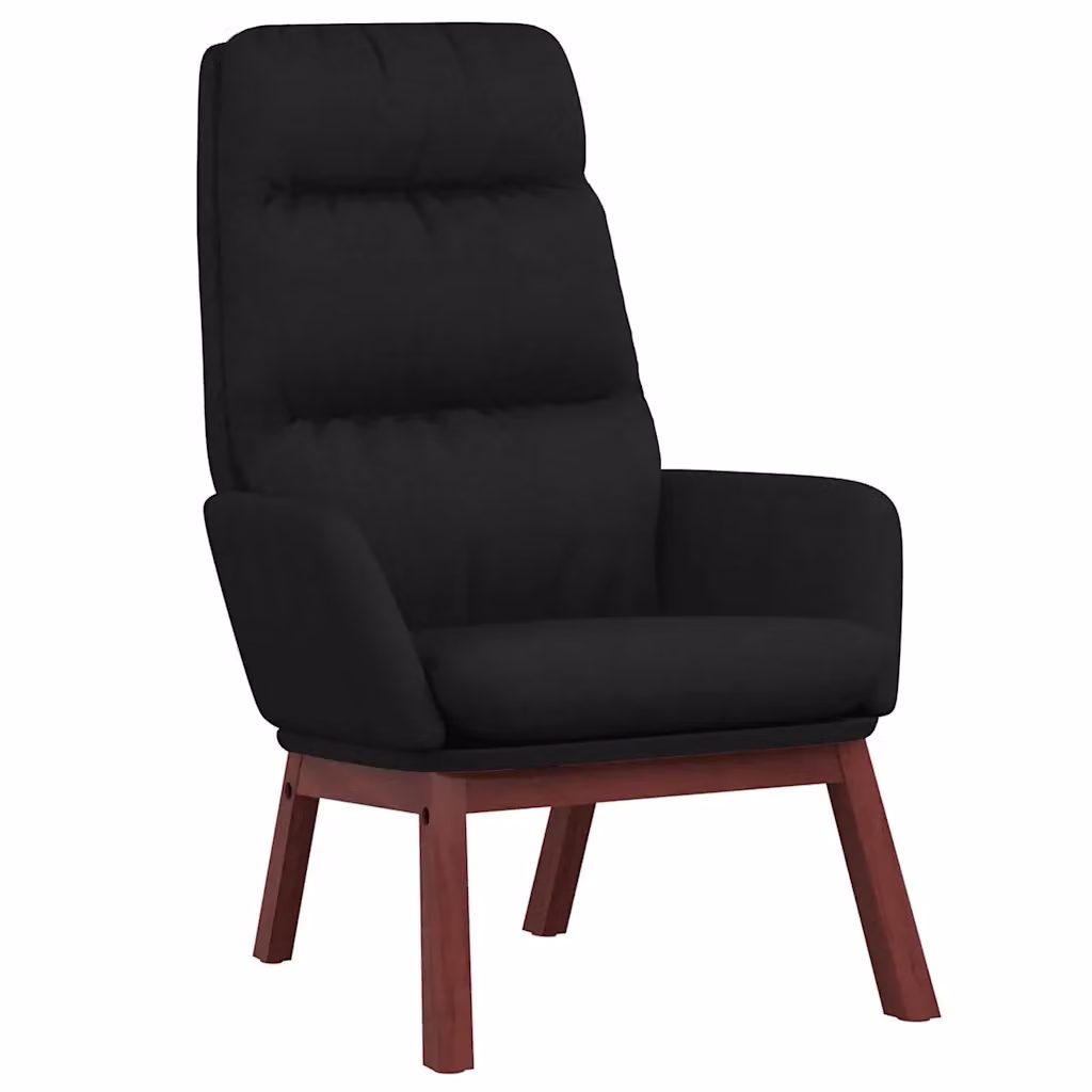 Sedia Relax Recliner vidaXL in Tessuto Nero con Braccioli e Imbottitura in Schiuma – 2
