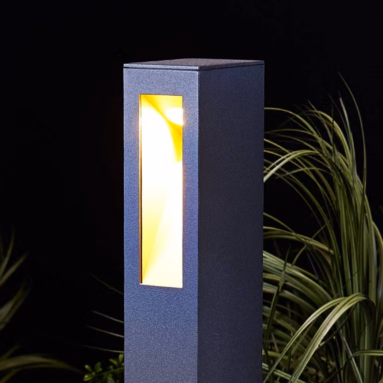Lampioncino da giardino JENKE Lucande, Nero, Alluminio, Moderno, Lampada LED da esterni