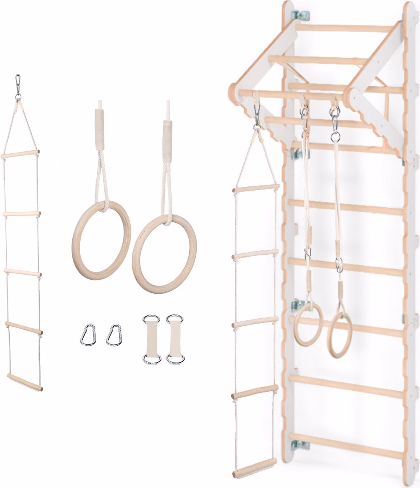 MAMOI® Spalliera svedese, Parete arrampicata per palestra bambini, Spalliera in legno naturale per uso interno