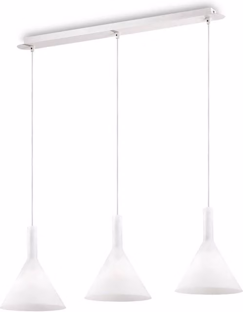 Sospensione Moderna Cocktail Vetro Bianco 3 Luci E14