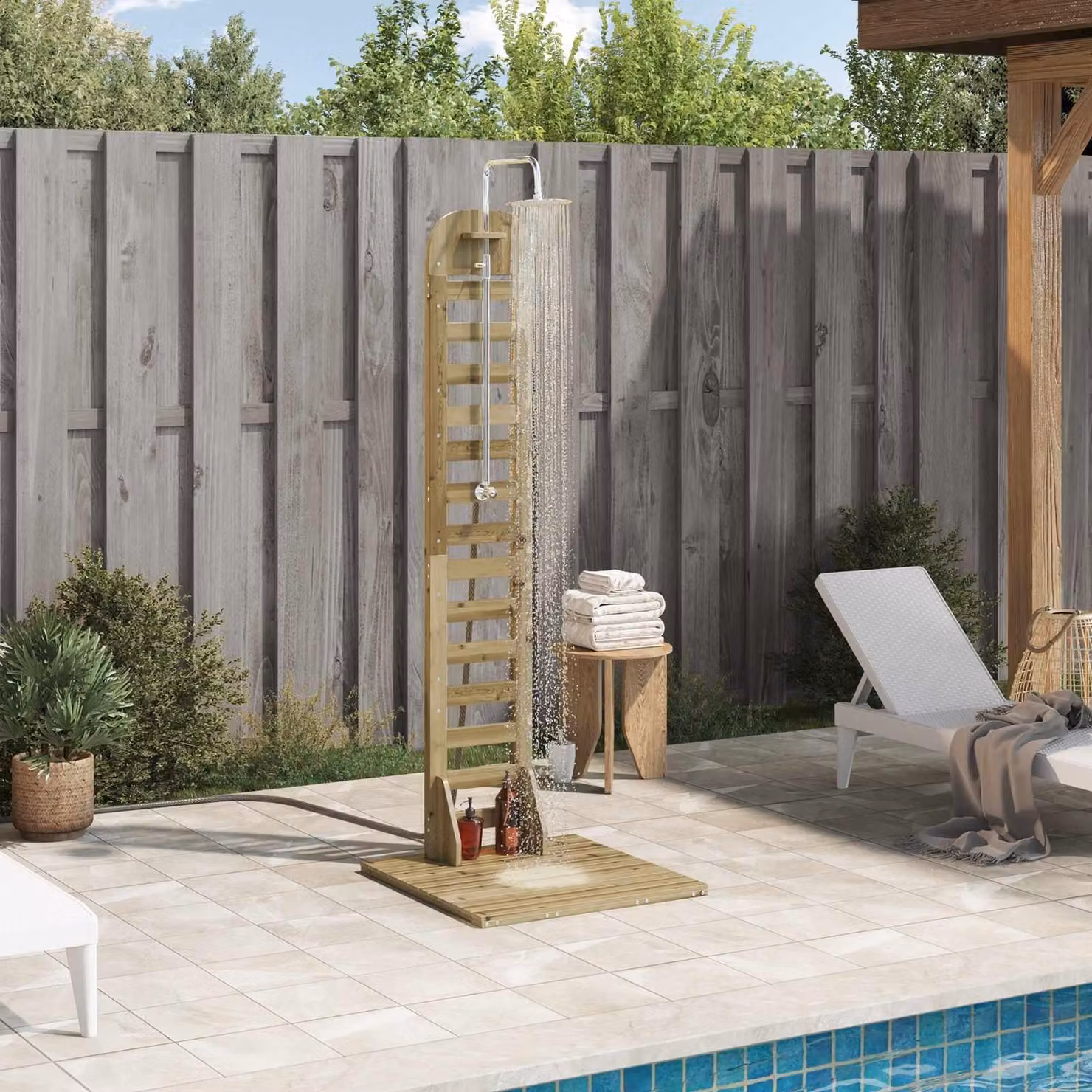 Maison Exclusive - Doccia da giardino, altezza 223 cm. Realizzata in legno di pino impregnato e acciaio inossidabile
