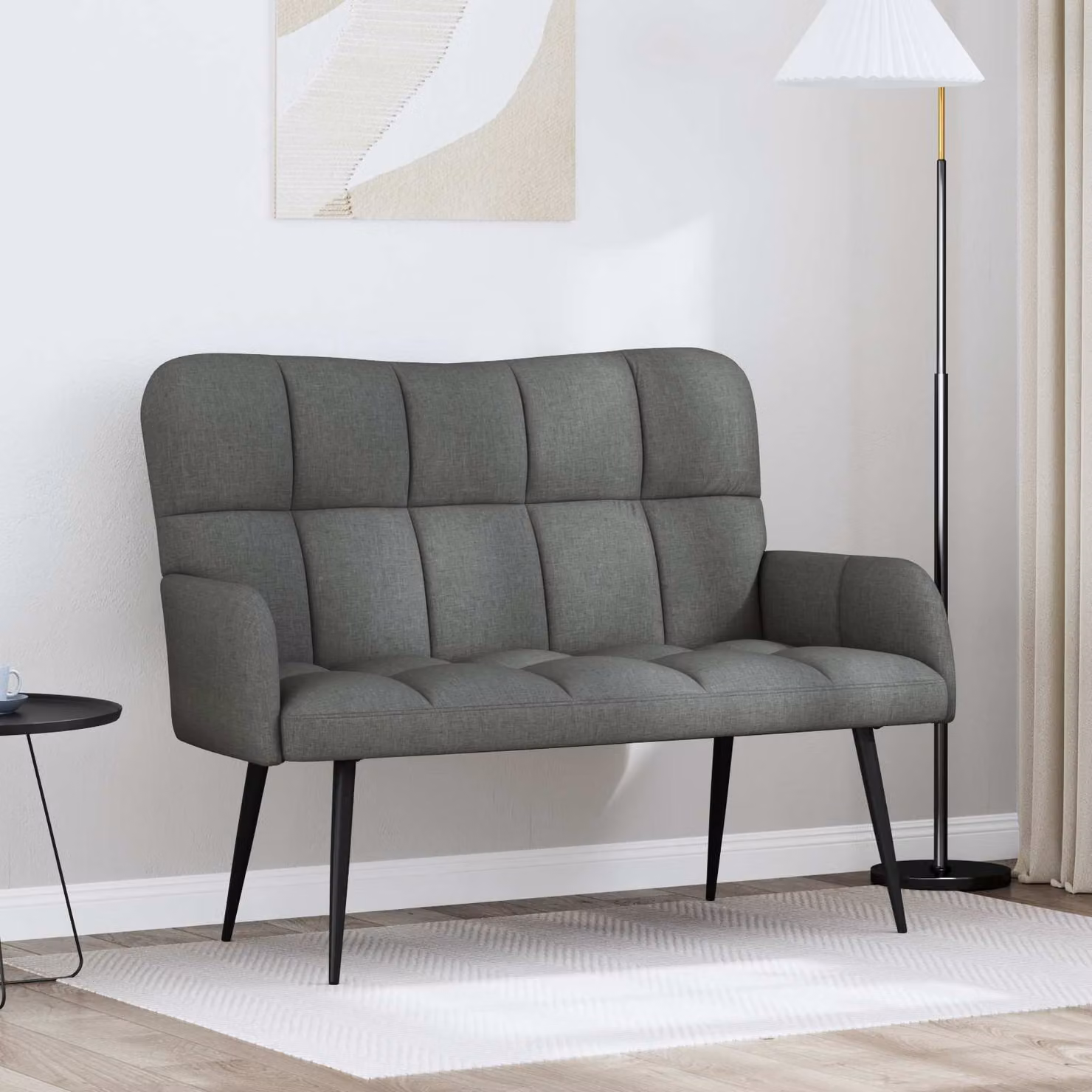 vidaXL Divano a 2 Posti Moderno in Tessuto Grigio L: 115 cm, P: 61 cm, H: 87 cm
