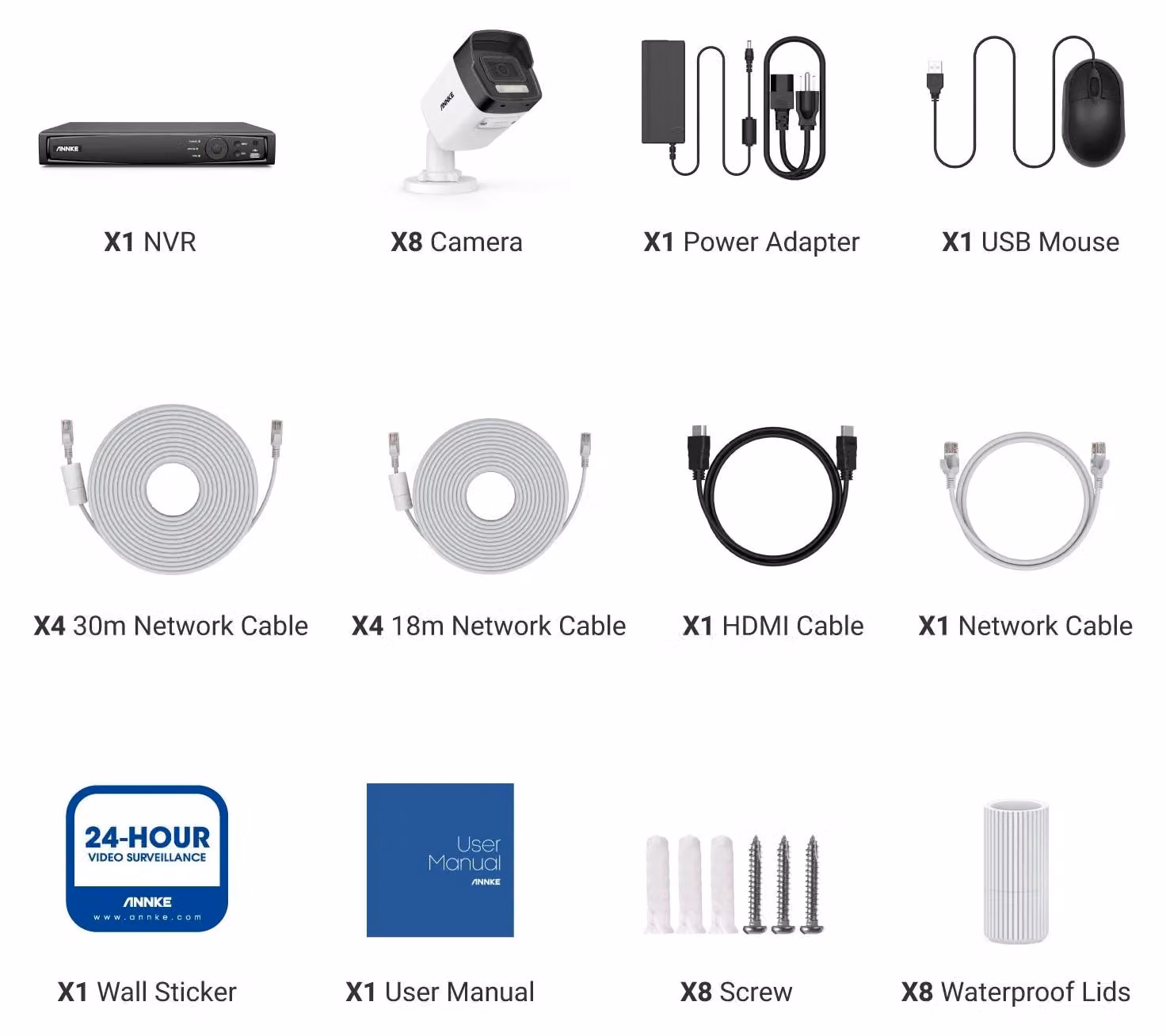Sistema di sicurezza PoE 3K con registratore a 8 canali e telecamere bullet, dotato di microfono integrato e visione notturna