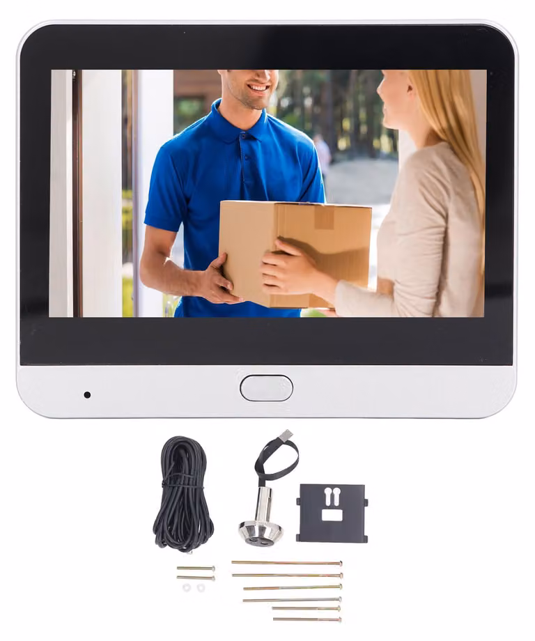 Videocitofono intelligente da 4,3 pollici, risoluzione 1080P, con sistema di comunicazione bidirezionale wireless, rilevamento del movimento tramite sensore PIR, batteria ricaricabile e connessione WiFi
