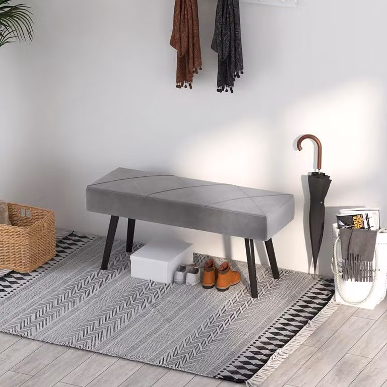 Pouf per camera da letto - Poggiapiedi - Divano - Stallo - 100 cm x 36 cm x 45 cm - Grigio