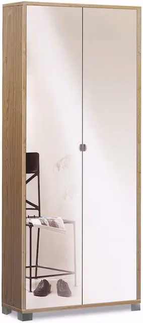 Armadio mobile 2 ante con specchio 83x29x190H cm in kit di montaggio colore Noce Stelvio