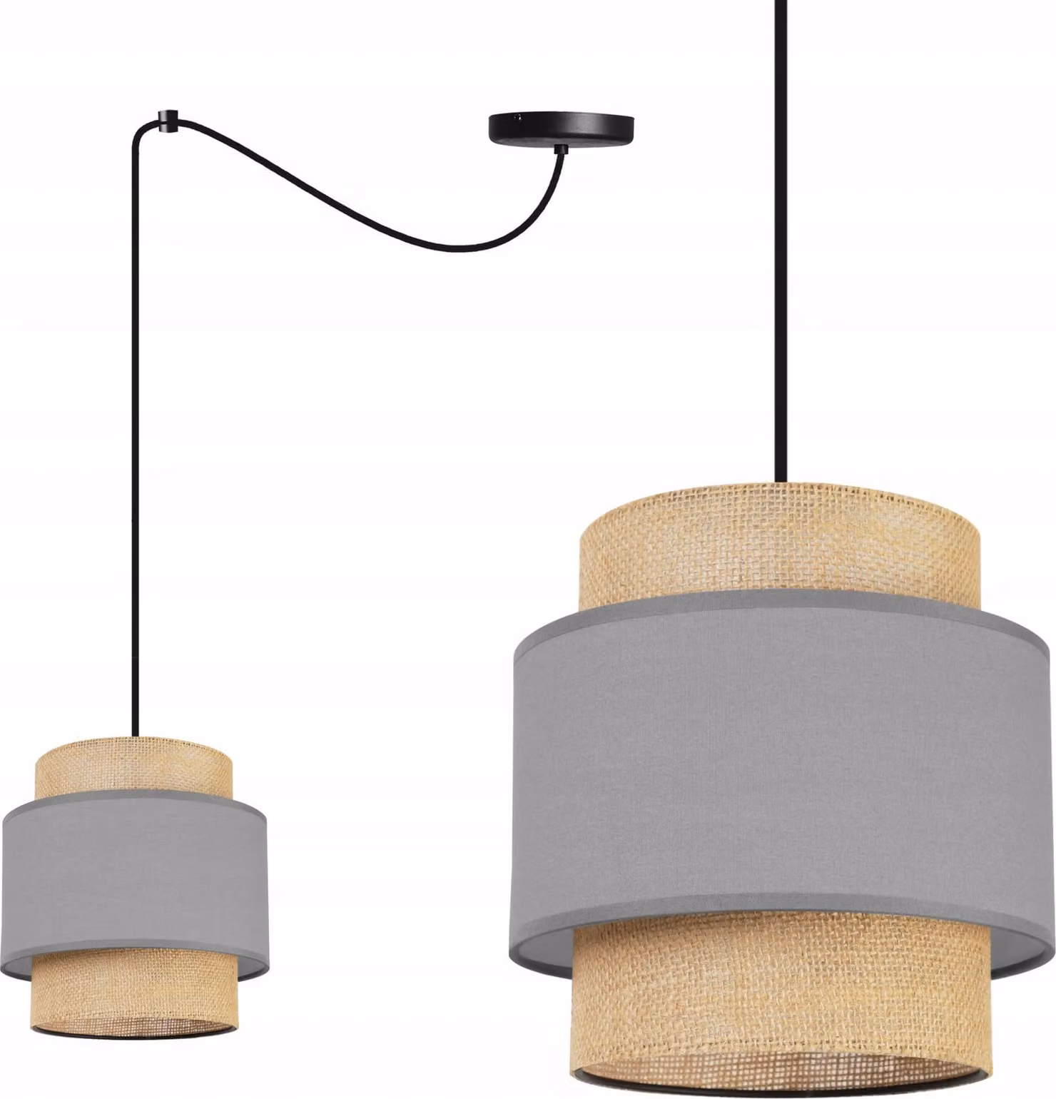 Lampada a sospensione, lampadario da soffitto, paralume, Boho Juta