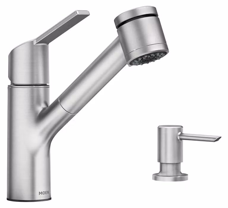 Miscelatore da cucina estraibile, acciaio inossidabile, tecnologia Power Clean, monoblocco
