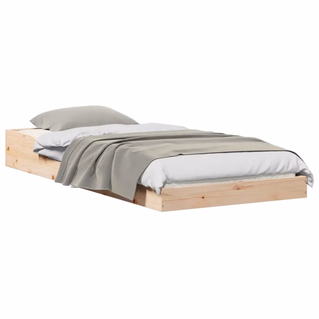 Struttura letto moderno vidaXL in pino massello naturale, L/P/H: 200 x 100 x 103,5 cm – 2