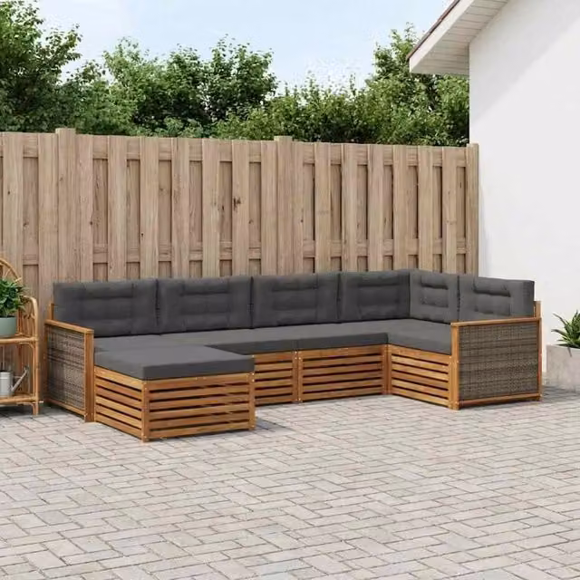 Set di divani da esterno 6 pz Naturale e Antracite 3383560