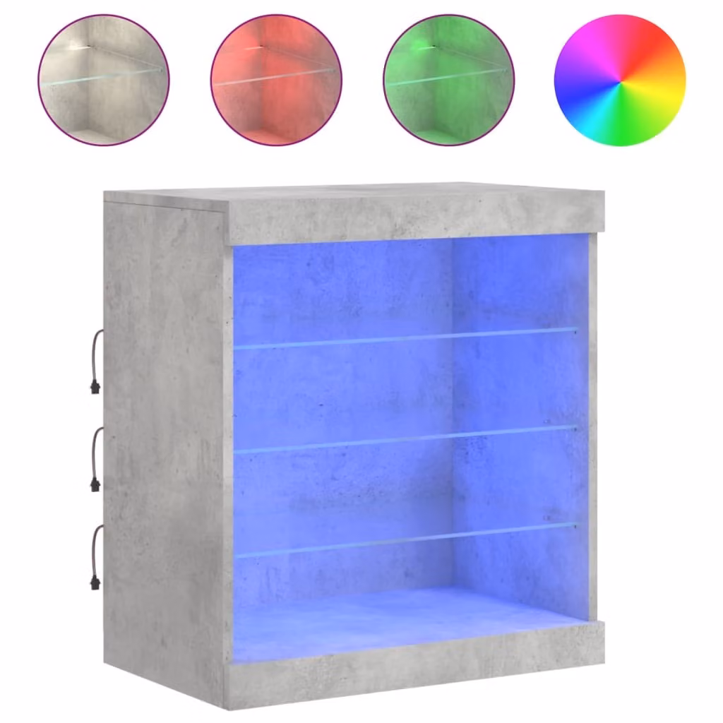 Credenza con Luci LED Grigio Cemento 60,5x37x67 cm