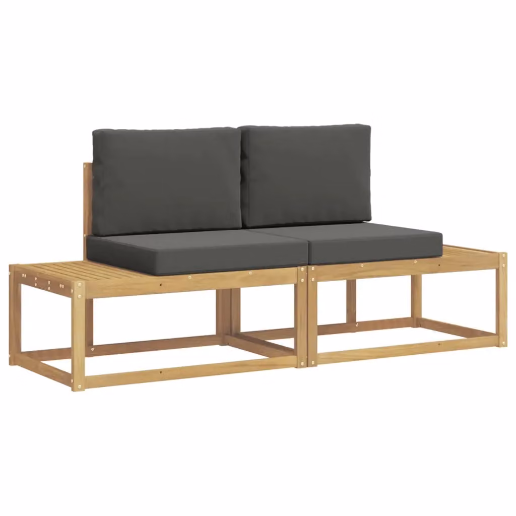Set di 2 divani da esterno moderni vidaXL in legno trattato con cuscini in poliestere bianco, antracite e beige – 2