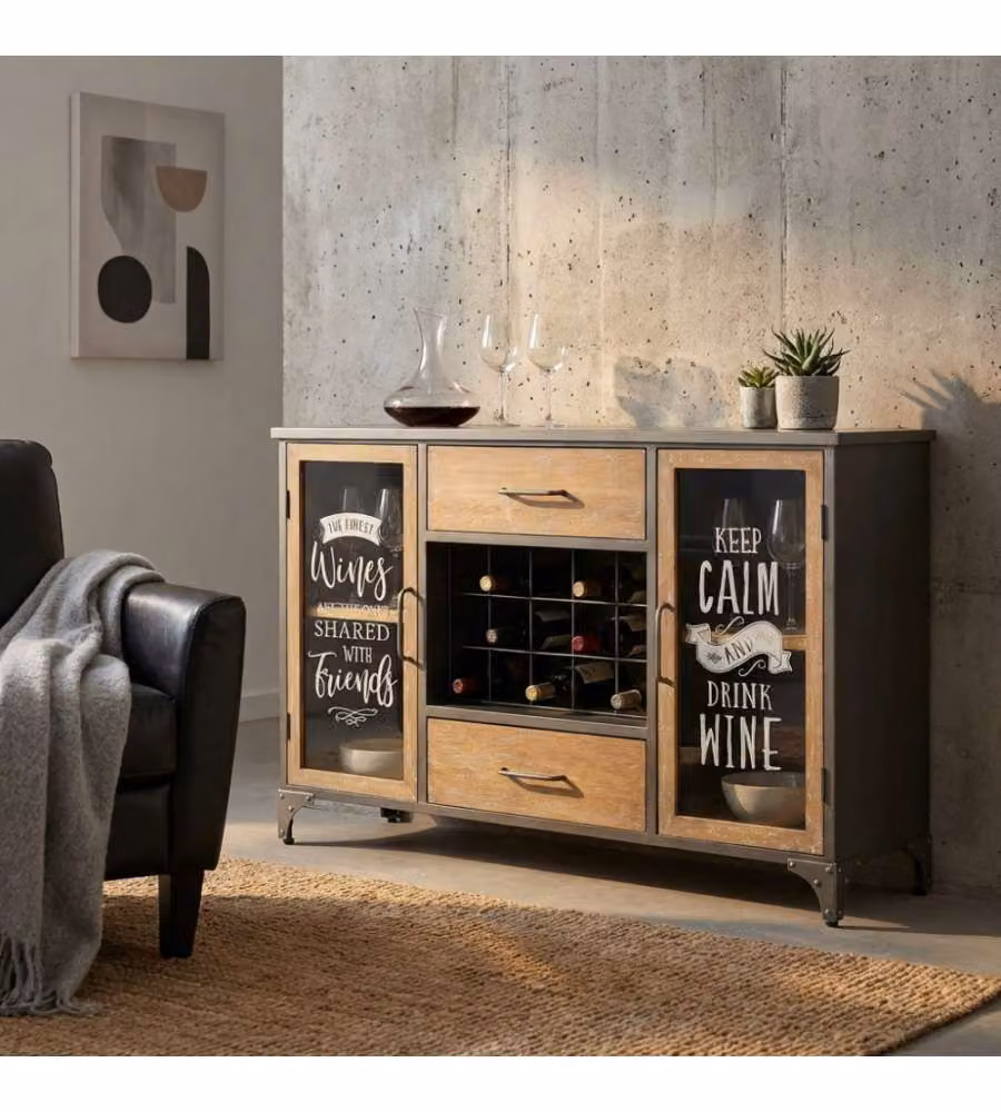 Cosma Mobile Christian in legno e acciaio 124x39,5x80 cm nero marrone