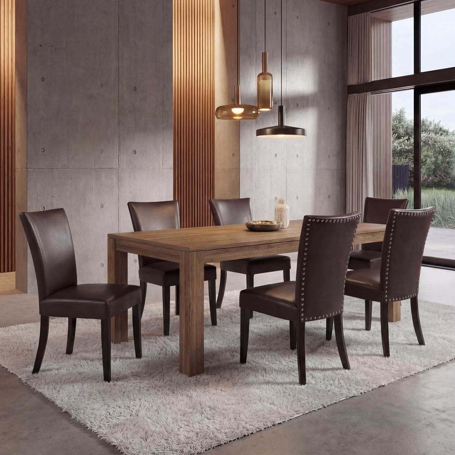 set di 6 sedie per sala da pranzo Chesterfield, sedia da cucina, rivetti certificati  ~ Pelle finta, marrone, gambe scure