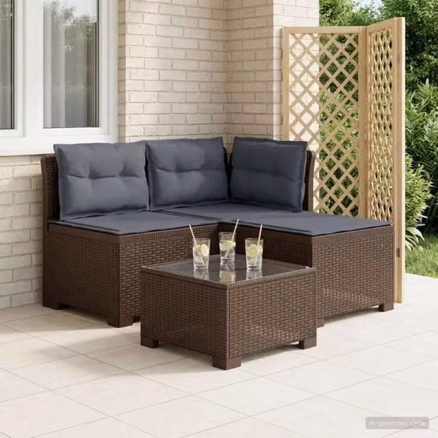 Divano da giardino 3 posti con cuscini in look rattan 3 posto 8011911