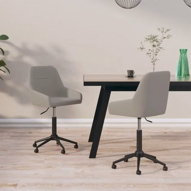 Set di 2 sedie da pranzo girevoli VIDAXL in velluto grigio con base in metallo e legno