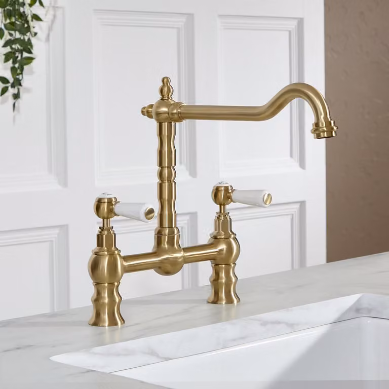 Miscelatore Cucina Classico con Ponte - Oro Satinato