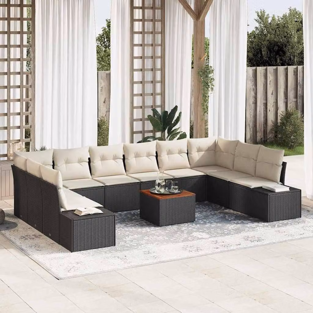 Maison Exclusive - Set da giardino composto da 11 pezzi, colore nero e bianco