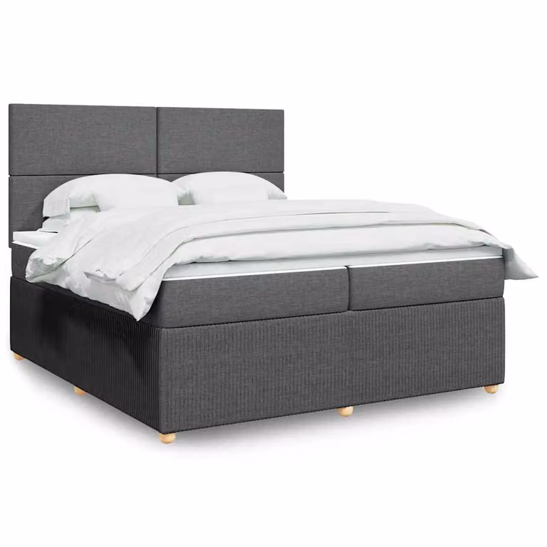 vidaXL Giroletto a Molle Ibrido con Materasso in Tessuto Grigio e Bianco L/P: 200 x 200 cm