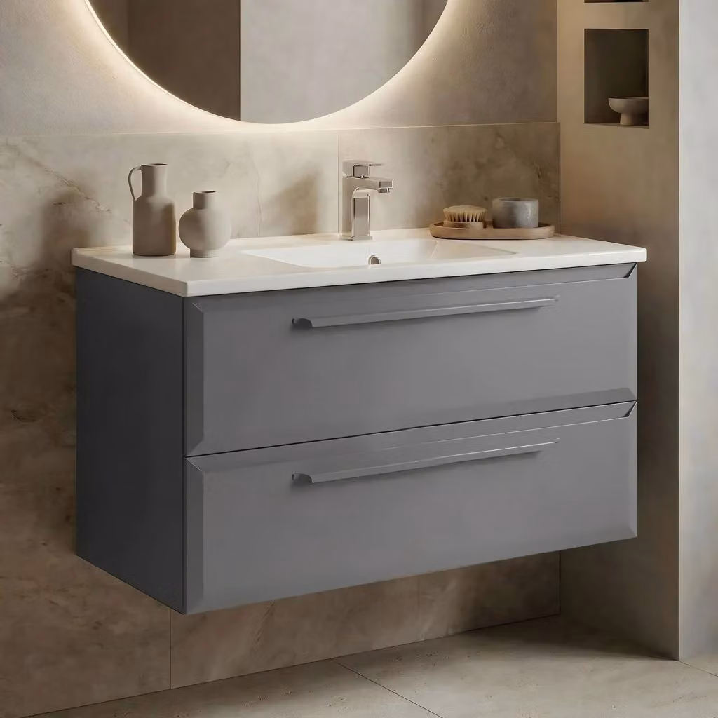 Mobile lavabo sospeso Hanah Home Grigio L: 100 cm, P: 50 cm, H: 62 cm – 2