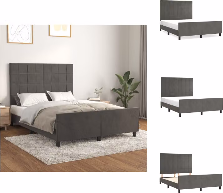 vidaXL Letto con testiera in velluto grigio scuro 140x200 cm - Letti & Reti