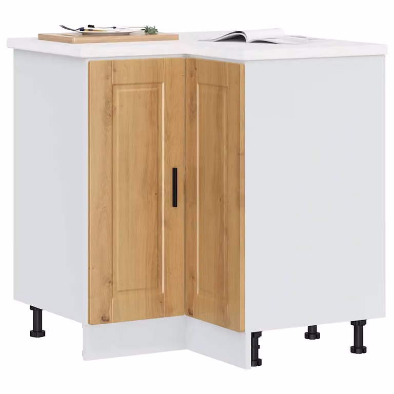 Base Angolo per Cucina Moderna vidaXL in Legno e MDF, Colore Marrone e Bianco
