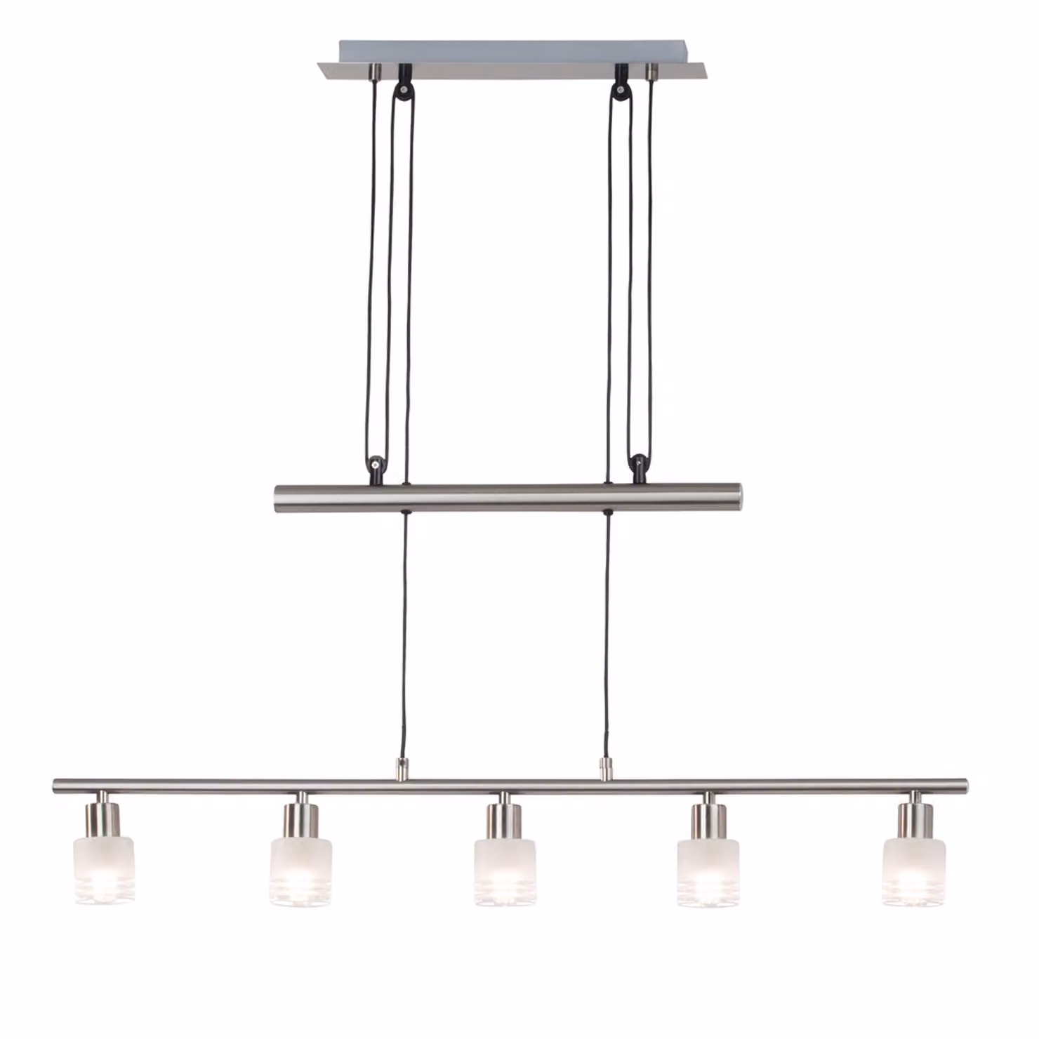 Lampada a sospensione BRILLIANT LED Lea | lampada a sospensione dal design intramontabile | a 5 luci | metallo/vetro | ferro/cromo/bianco | regolabile in altezza | 5x E14 max 4 W