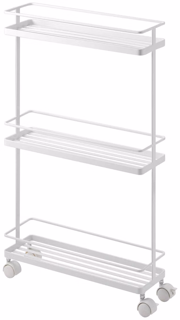 Carrello da cucina Yamazaki con rotelle Carrello da cucina Carrello da cucina Scaffale da cucina in metallo a 3 ripiani bianco 12x66x38 cm