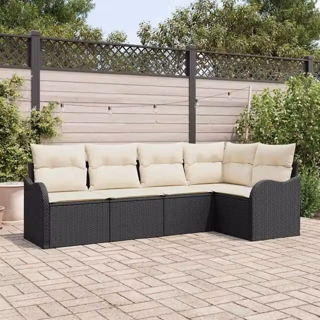 Set Divano da Giardino 5 pz Nero polyrattan 3345697