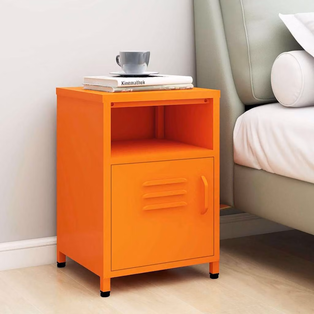 Comodino moderno vidaXL in metallo arancione lucido L/P/H: 35 x 35 x 51 cm