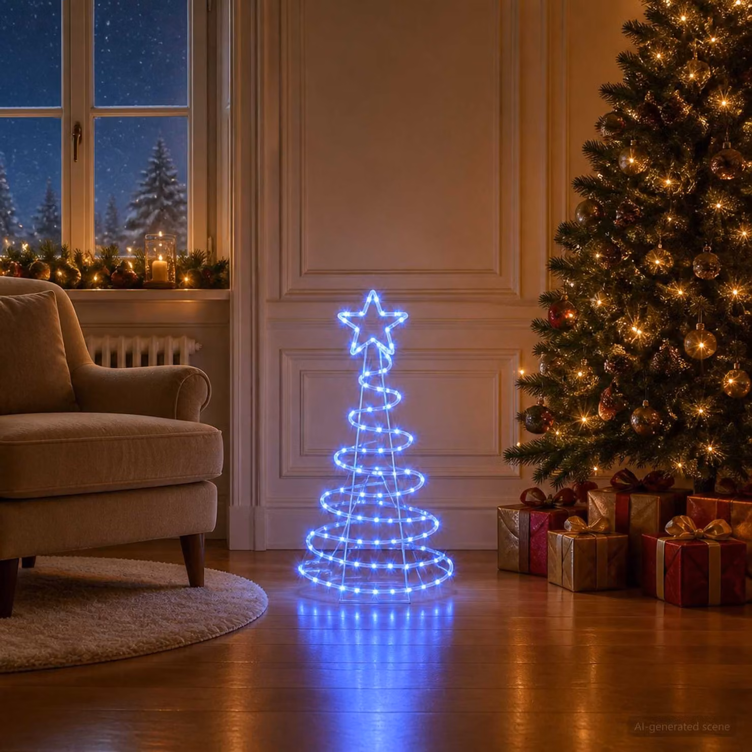 vidaXL Sagoma albero di Natale LED LOVIISA 100 LED Blu 51 x 99 cm