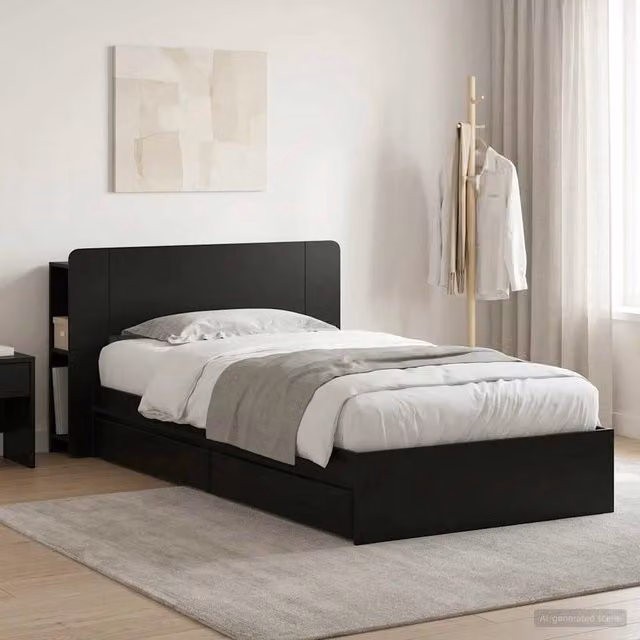 Letto con contenitore e cassetti vidaXL in tessuto nero L 190 cm x P 75 cm x H 211,5 cm – 1